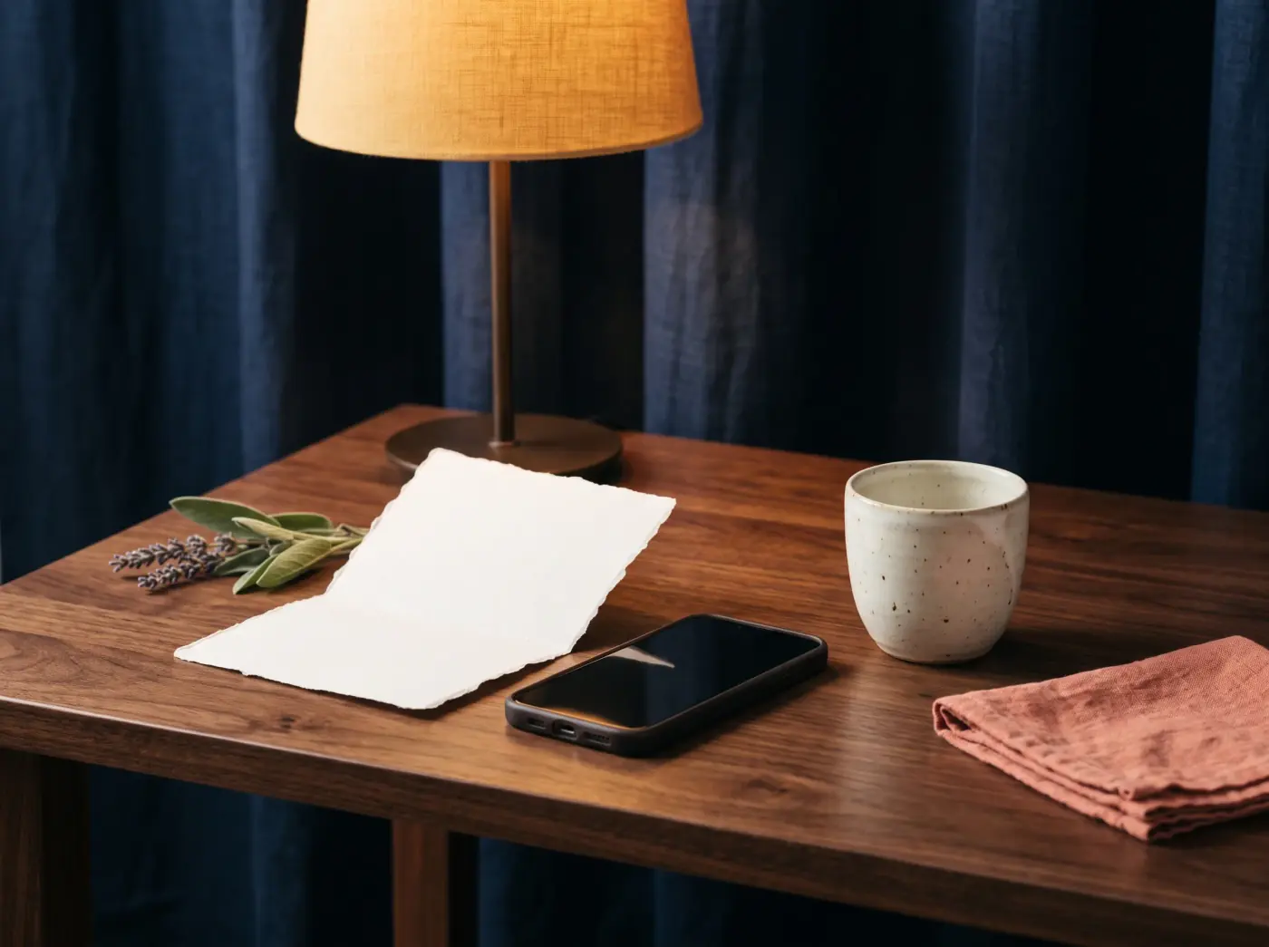 Cuéntale a Maryana por dónde quieres empezar.: composición editorial de cartas, papel y luz cálida